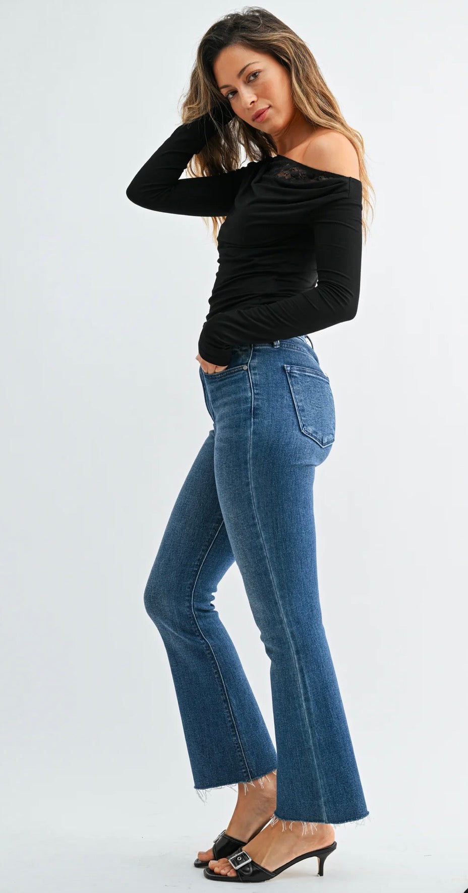 HR Crop Flare (med denim)