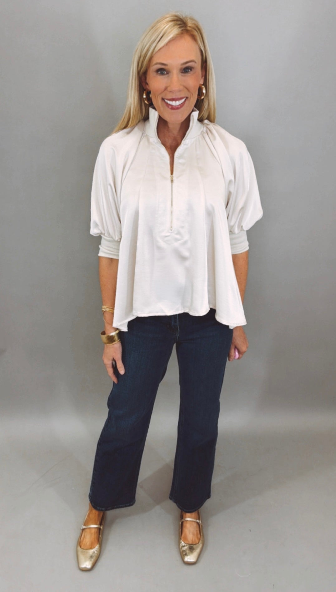 Zip Vogue Top (cream)