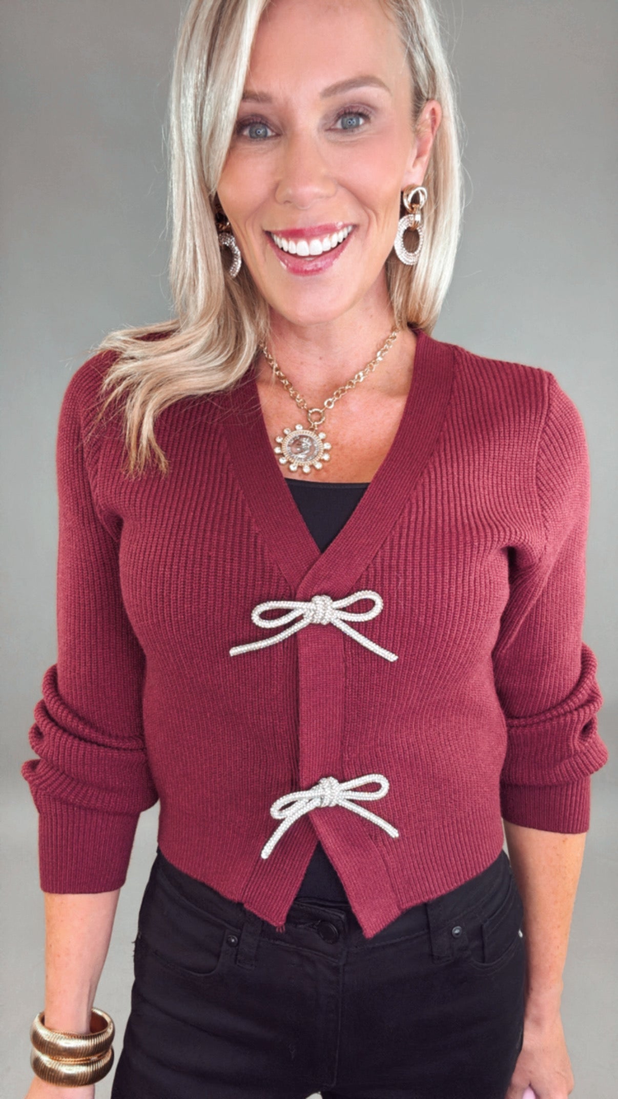 Starlit Bow Cardigan (red)