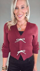 Starlit Bow Cardigan (red)