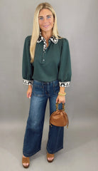 Collar Me Cute Top (dk green)