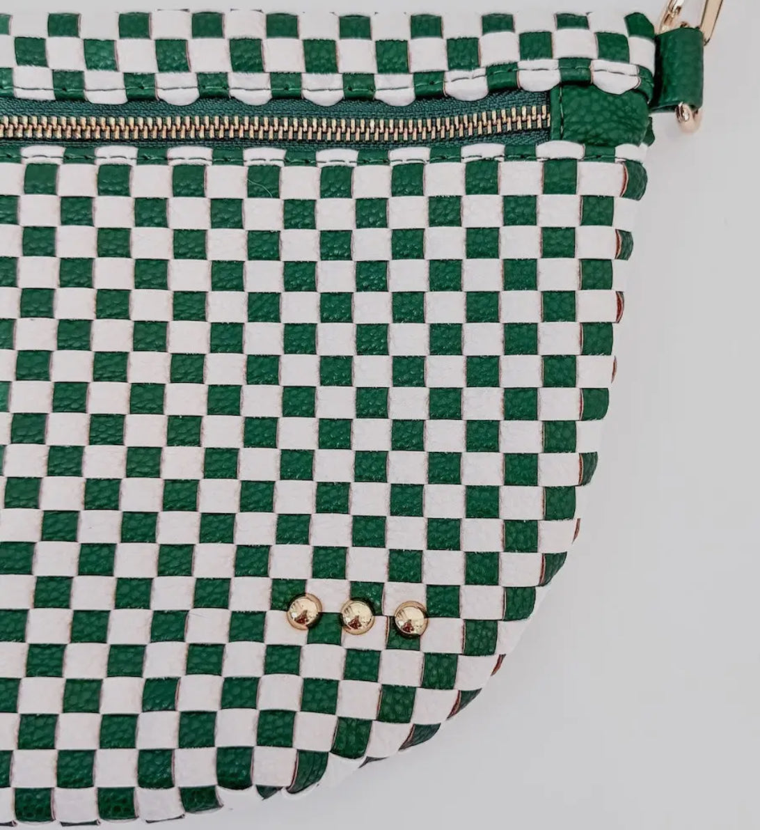 Woven Bum Bag (check emerald)