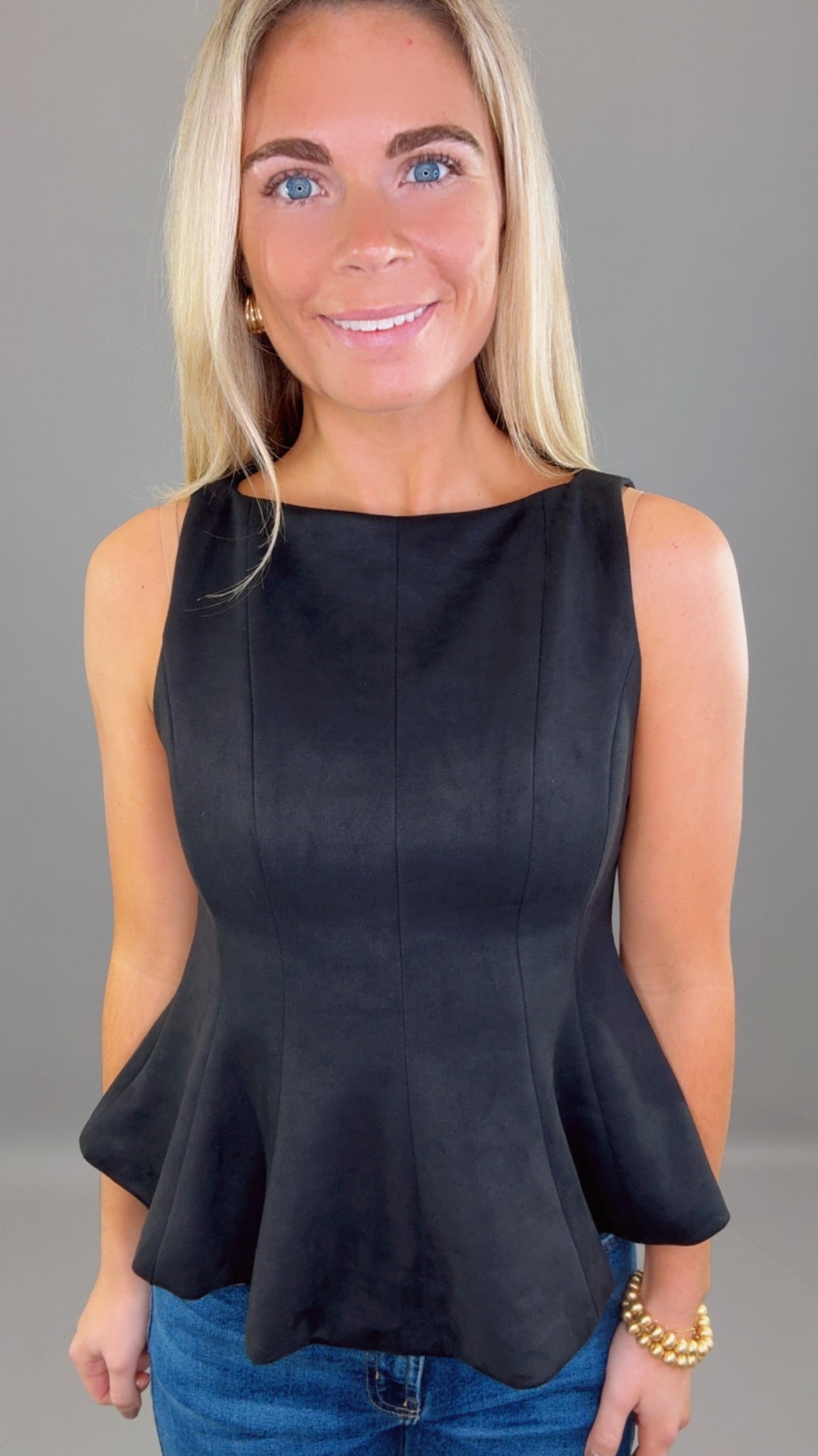 Obsidian Elegance Peplum Top