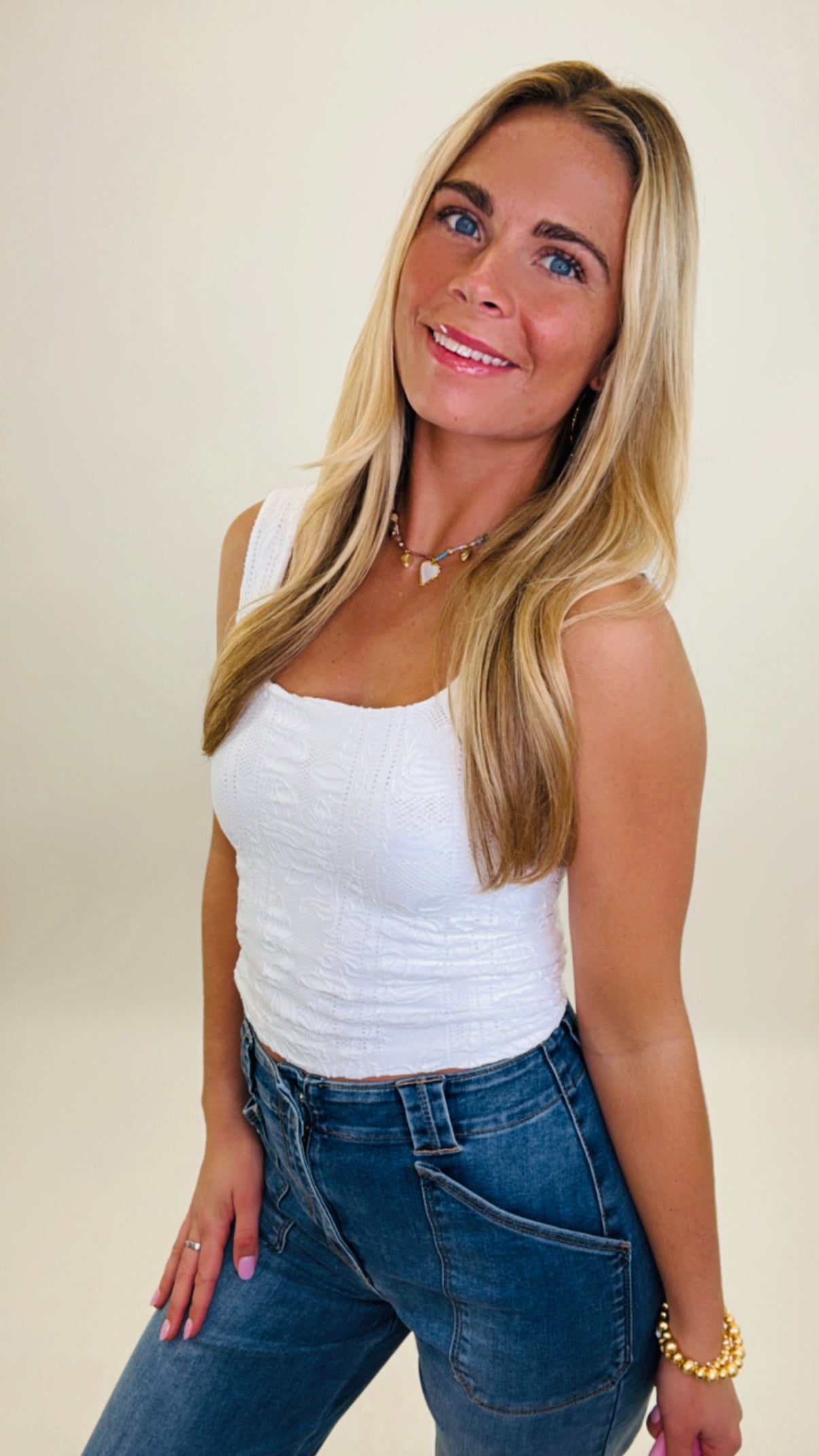 Lace Square Crop Top (white)