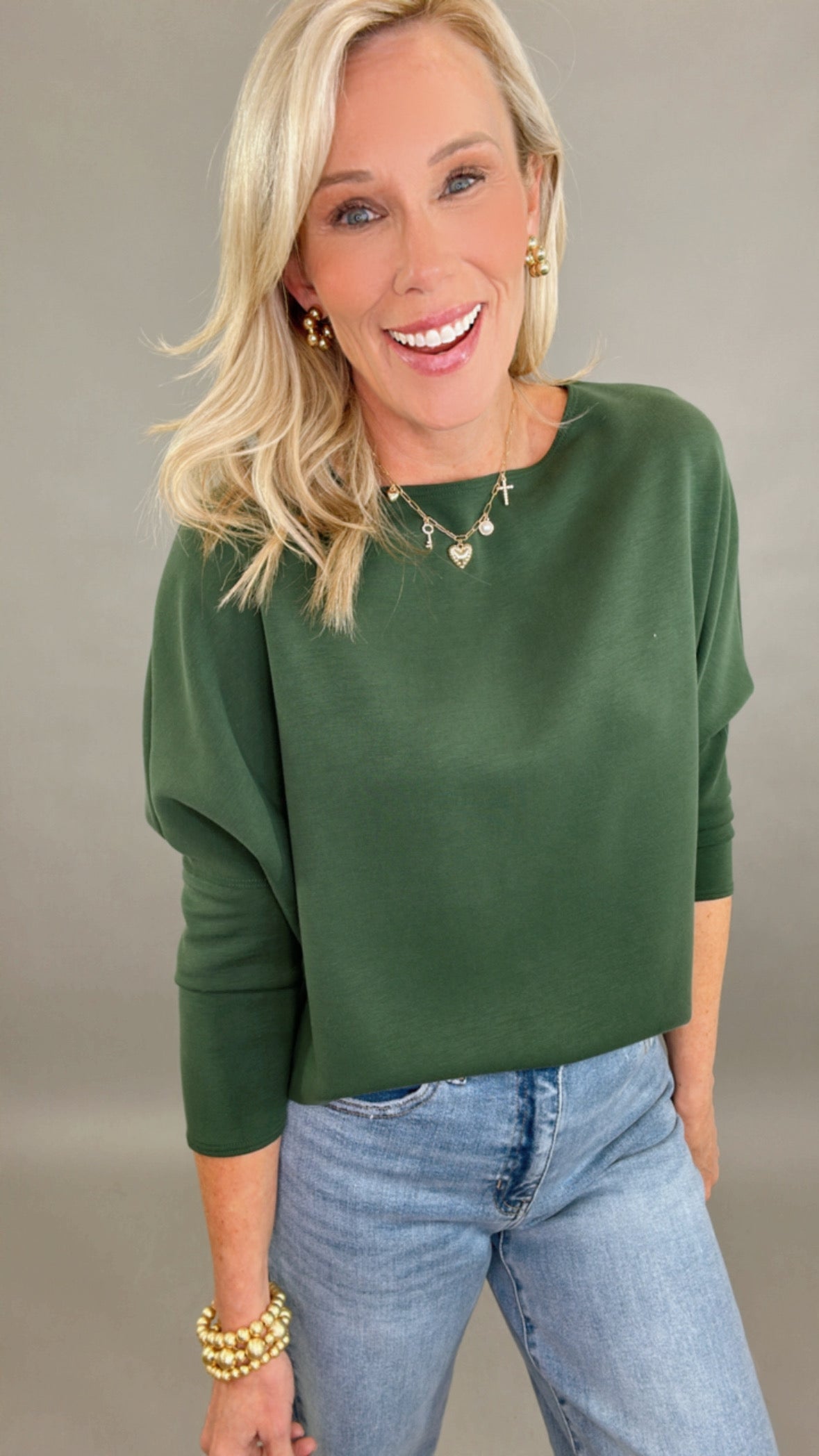 Scuba Dolman Top (hunter green)