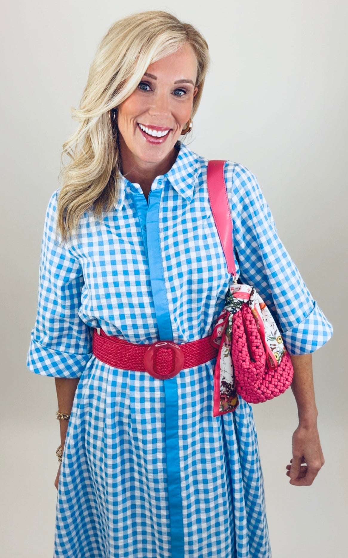 Checked & Collected Dress (lt blue)
