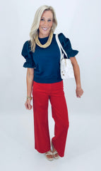 Clean Hem Wide Leg Jean (red)