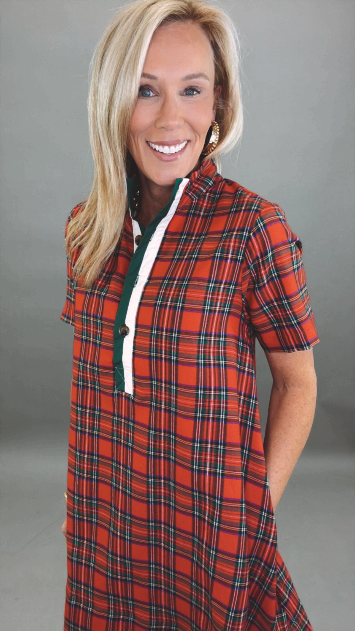 Plaid About You Dress (red)