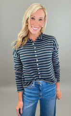 Take Note Cardigan (grey/navy)