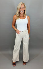 Mini Patch Pocket Wide Leg Jean (dark ecru)