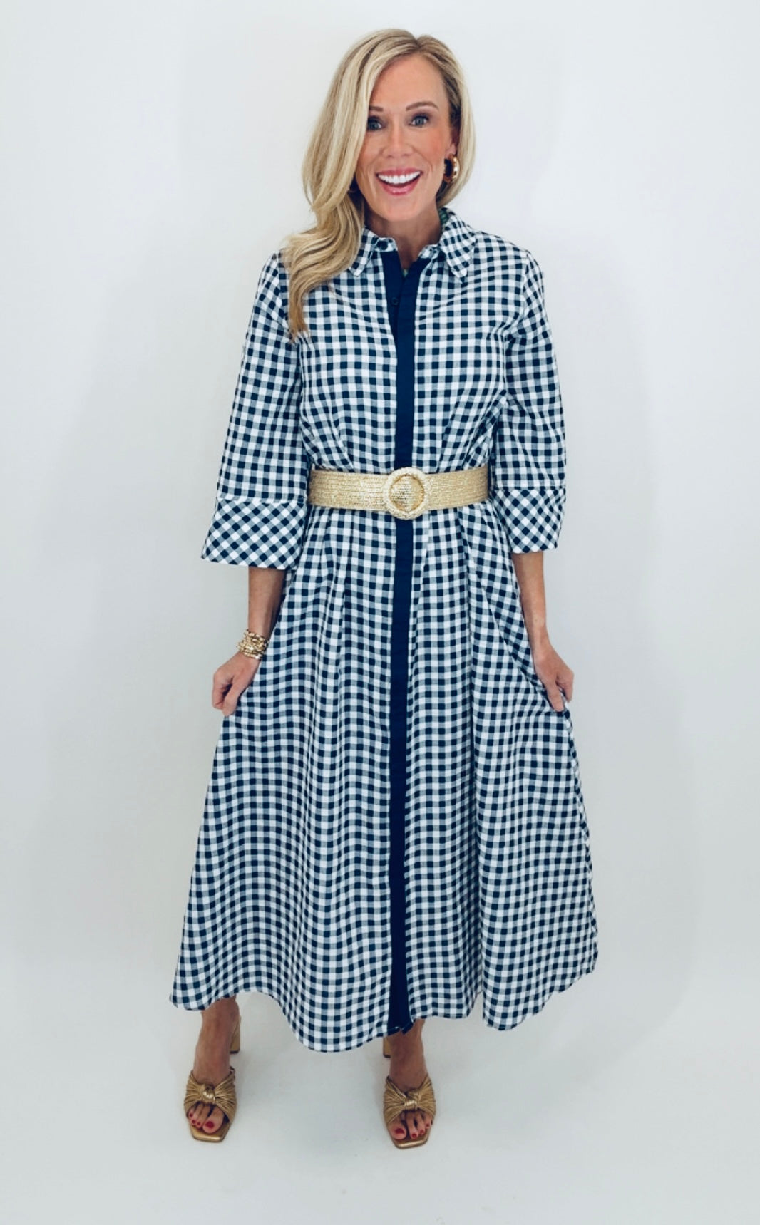 Checked & Collected Dress (navy)