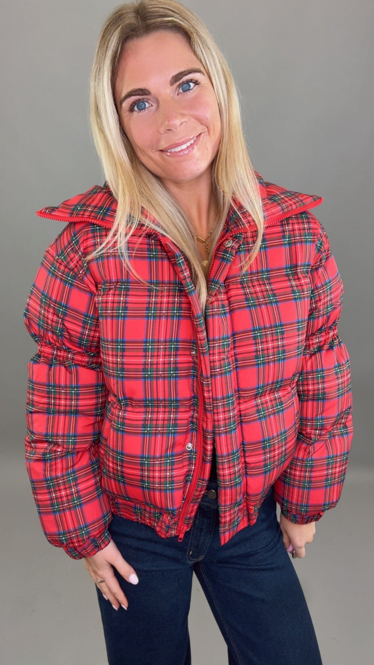 Holly Lane Plaid Puffer