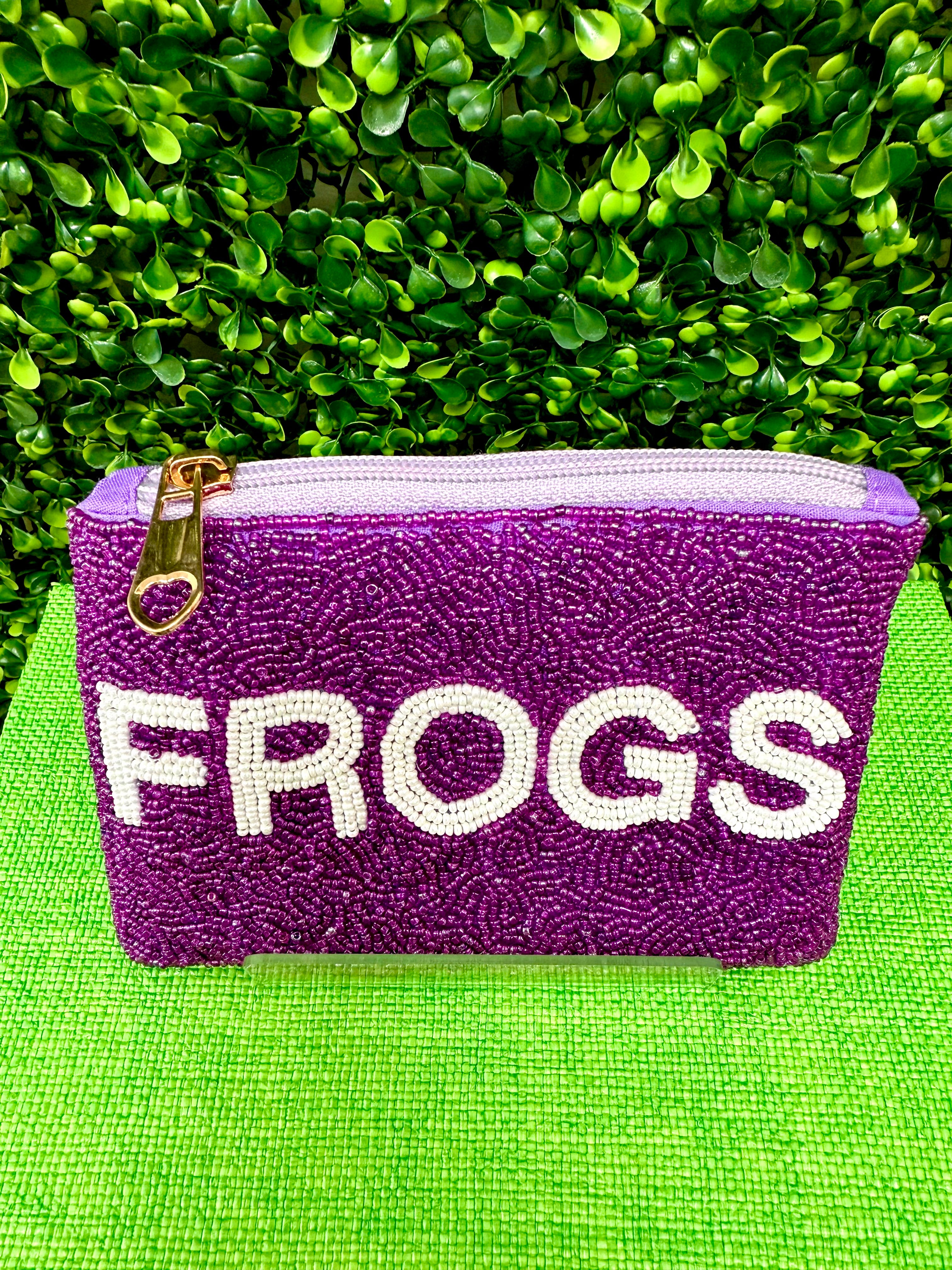 Frogs Beaded Pouch