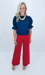 Clean Hem Wide Leg Jean (red)