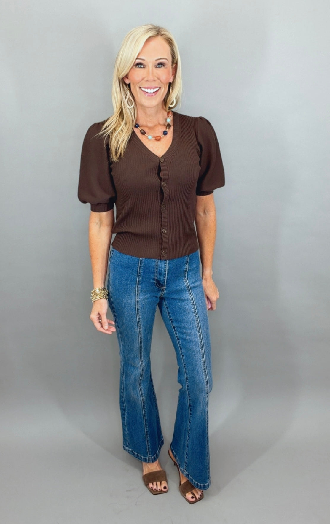 Posh Puff Cardigan (brown)