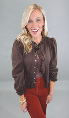 Cocoa Ruffle Cardigan