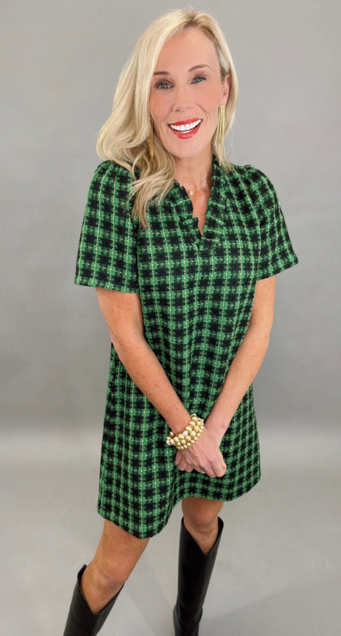 Timeless Tweed Dress (green)