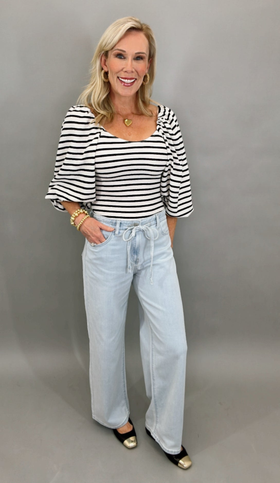 Drawstring Wide Leg Jean