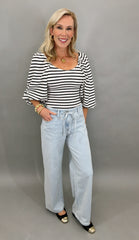 Drawstring Wide Leg Jean