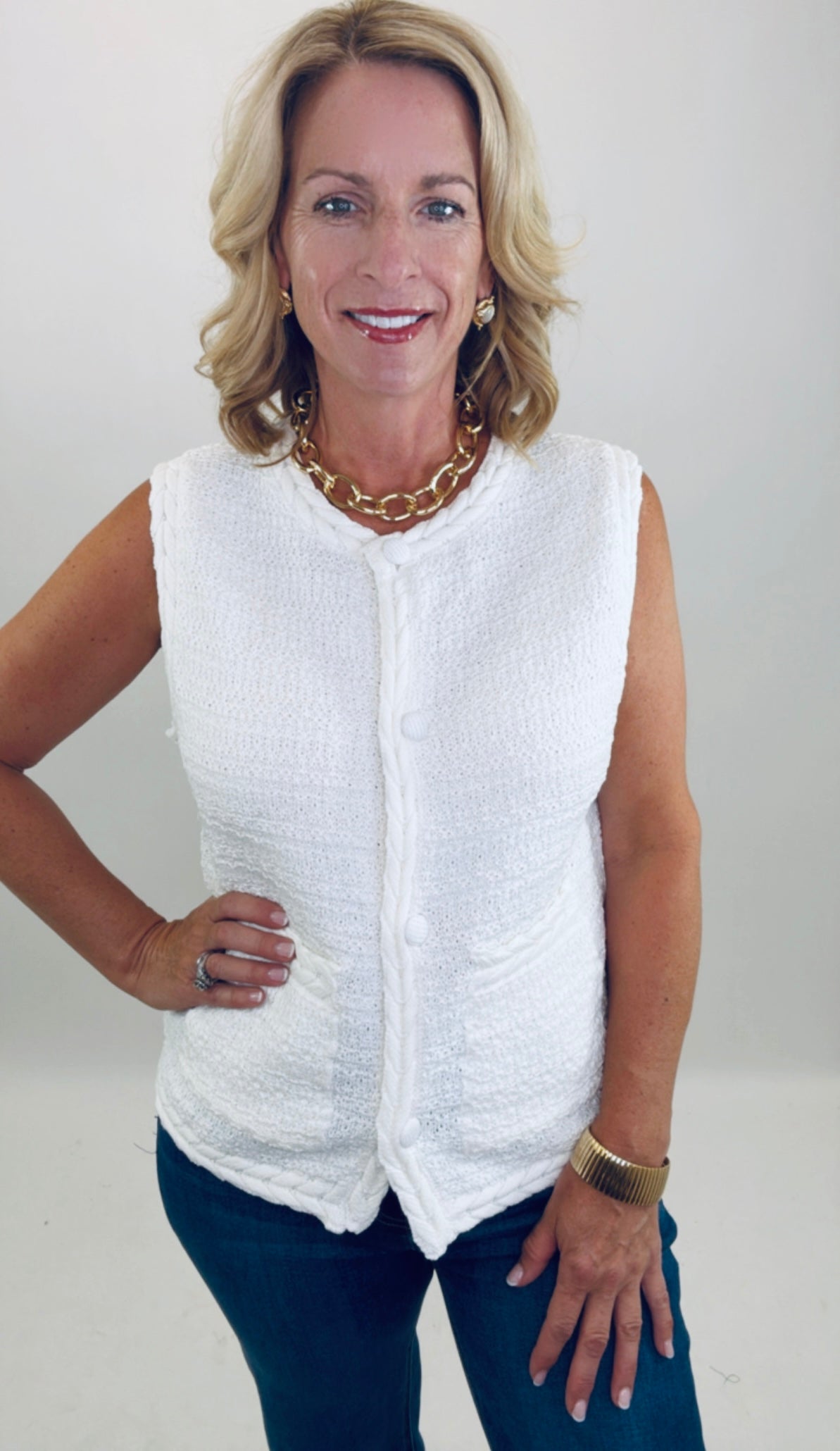 Boardroom to Brunch Vest (off white)