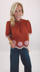 Petal Edge Blouse (brick)