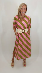Pink Palm Avenue Midi Dress