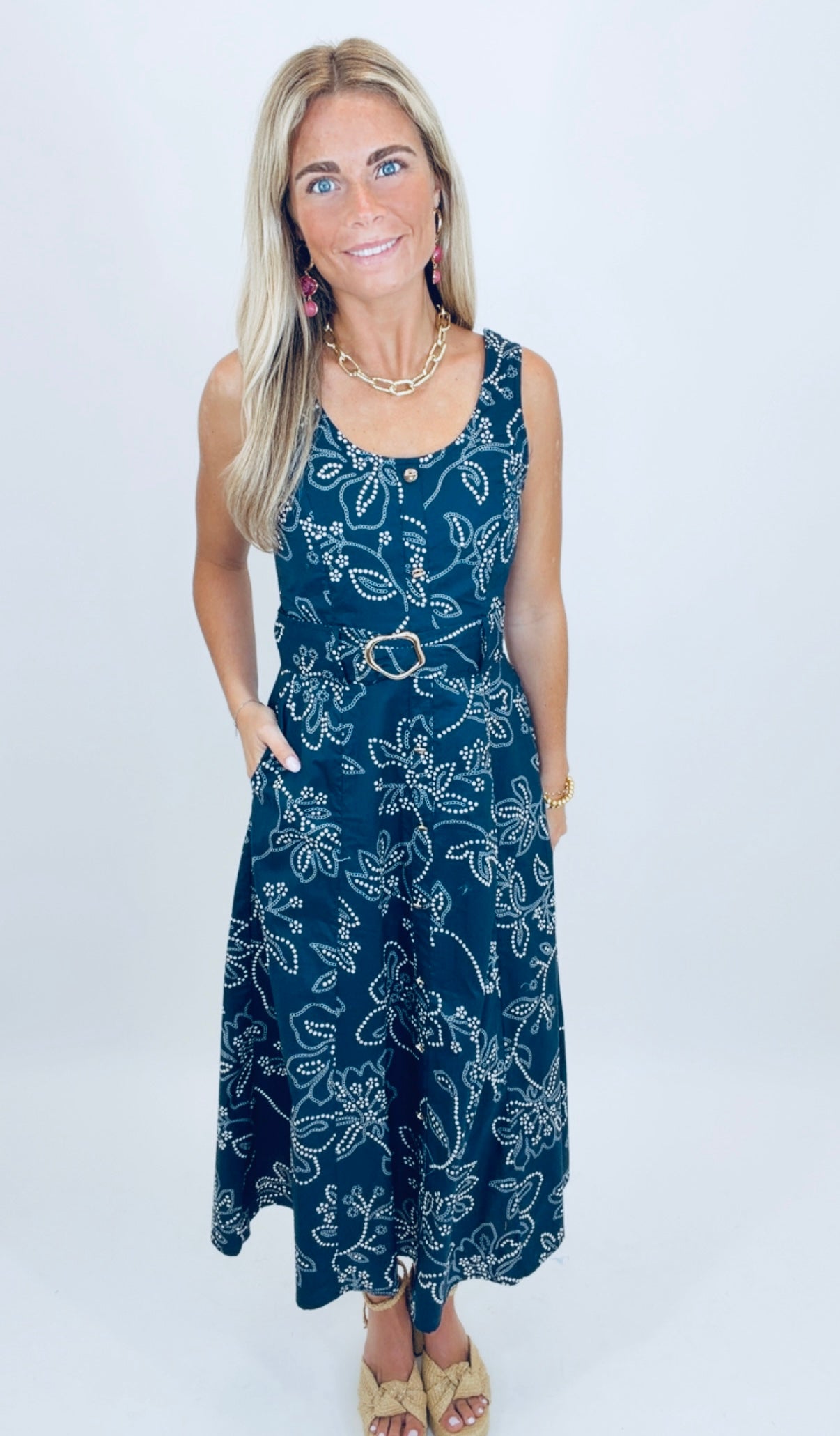 Summer Social Midi Dress (navy)
