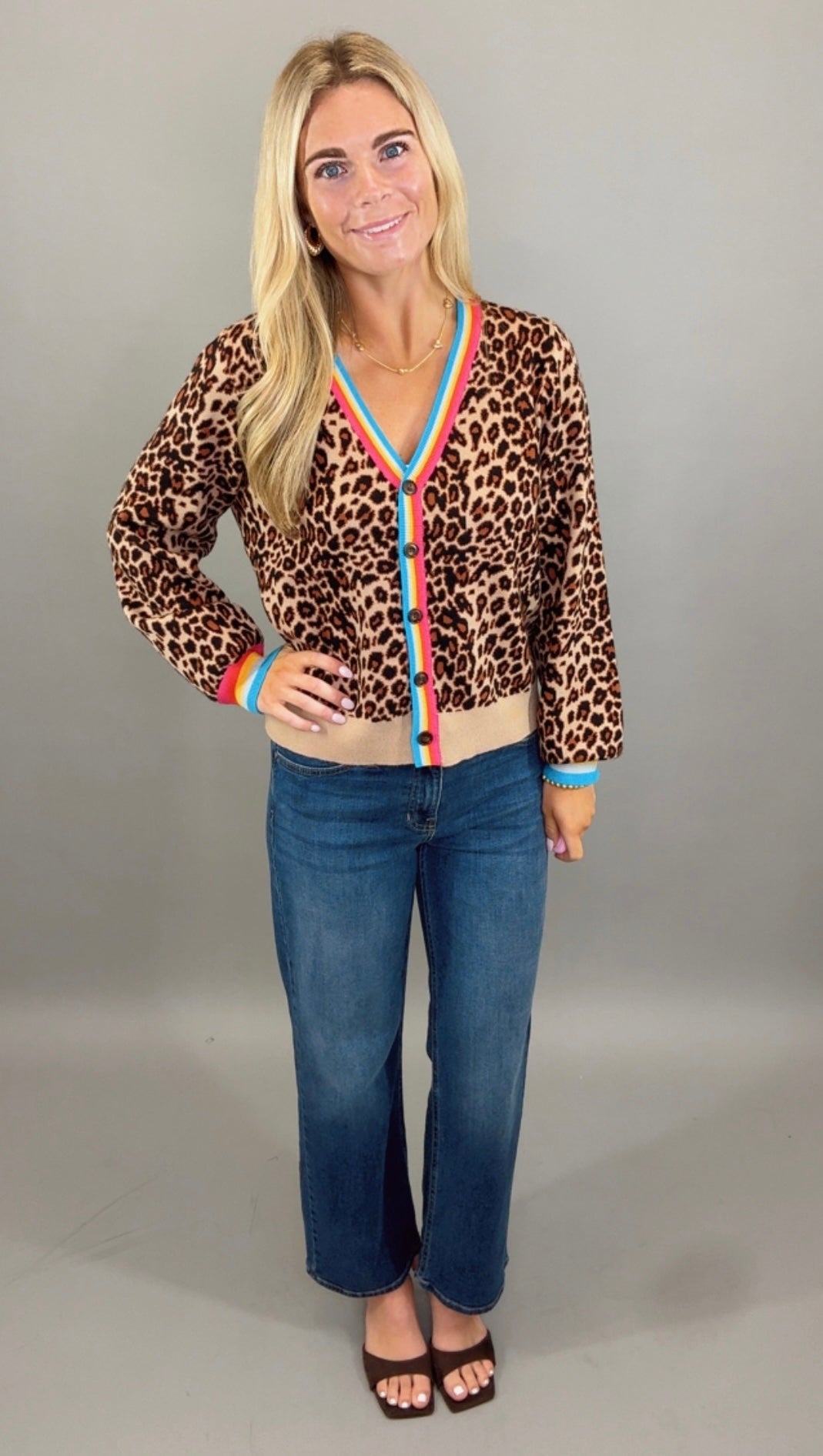 Wild Rainbow Cardigan (tan)