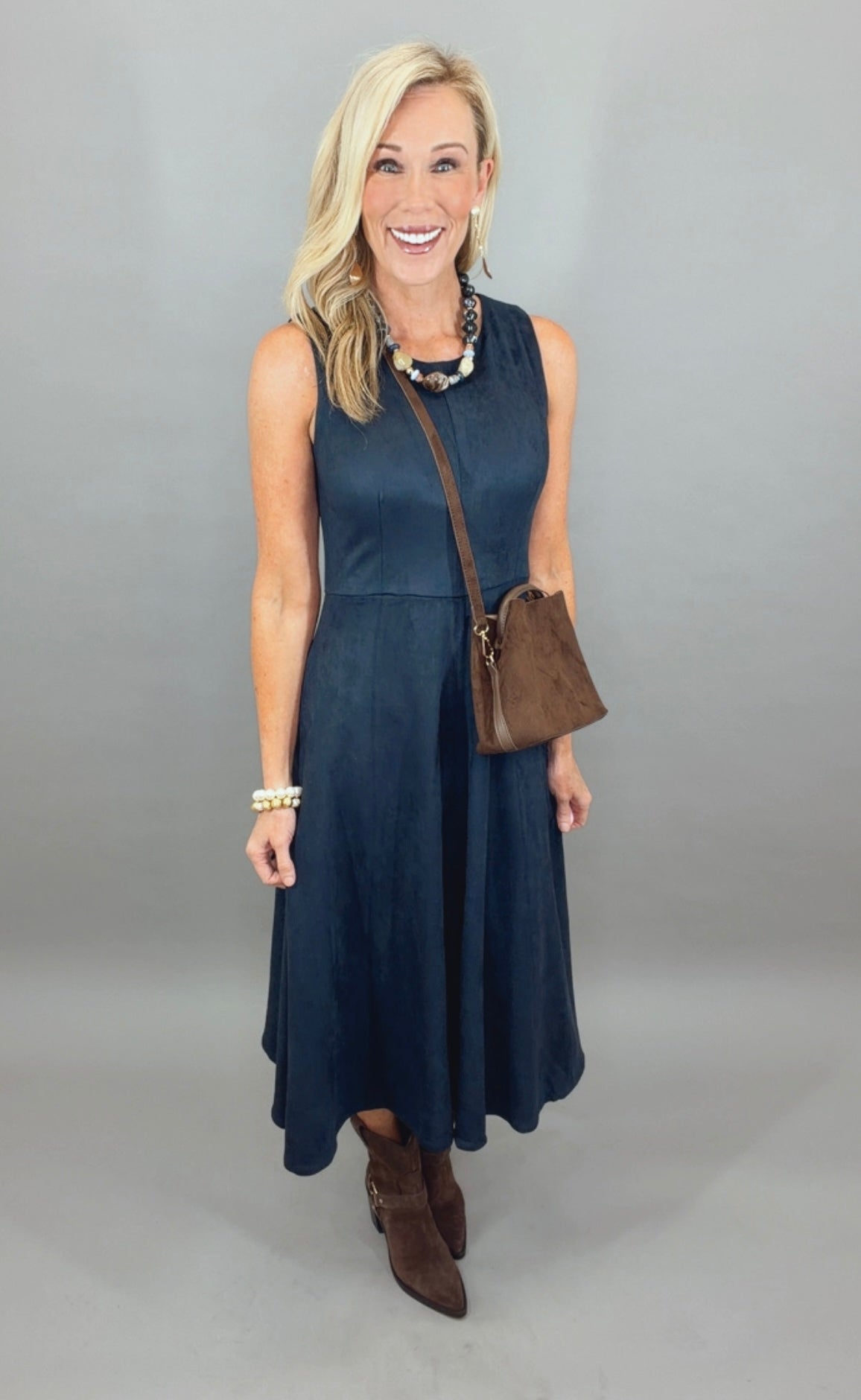 Suede to Order Dress (navy)