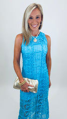 Aquamarine Lace Midi Dress