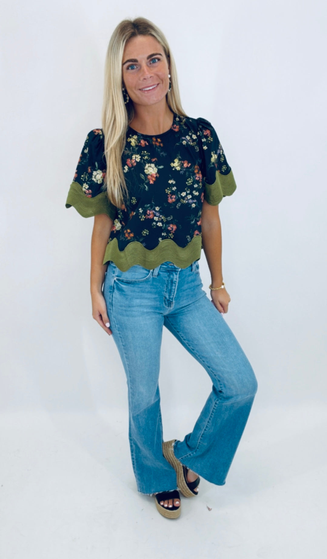 Olive Bloom Top