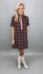 Plaid About You Dress (navy)