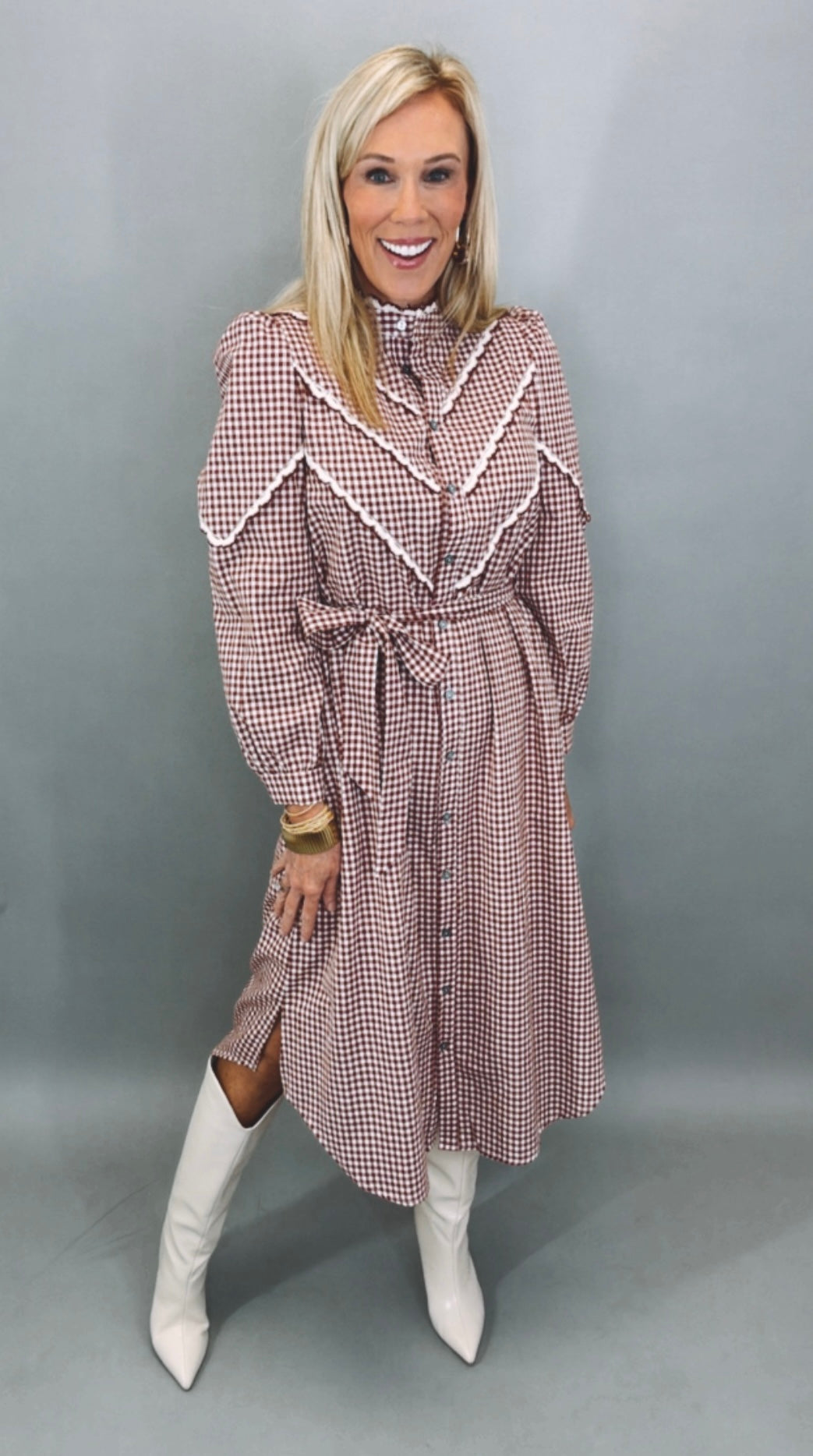 Camden Check Dress (burgundy)