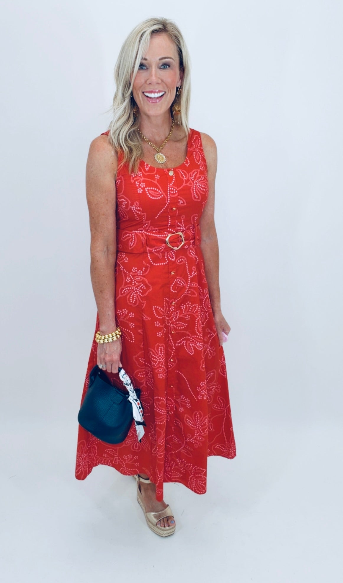 Summer Social Midi Dress (red)