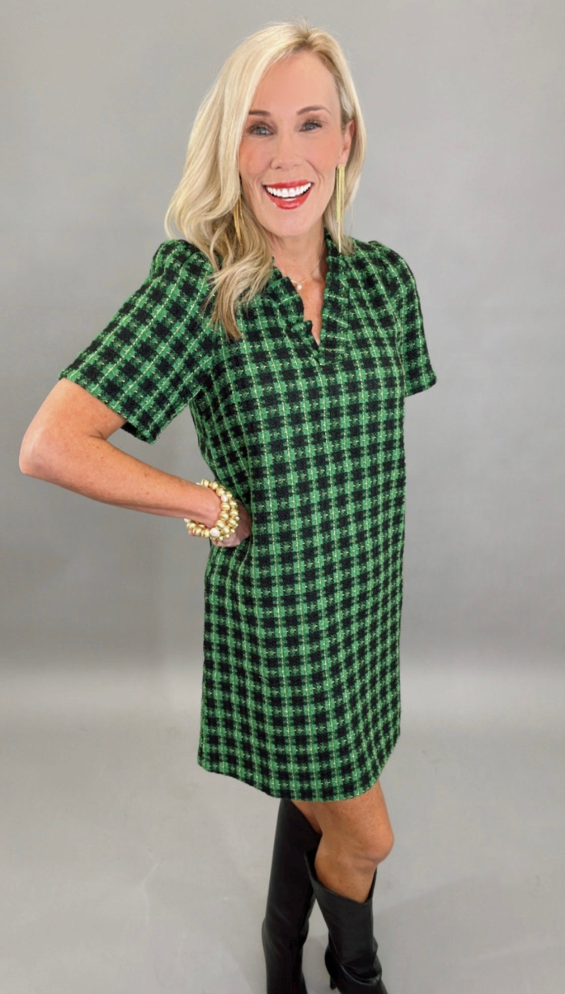 Timeless Tweed Dress (green)