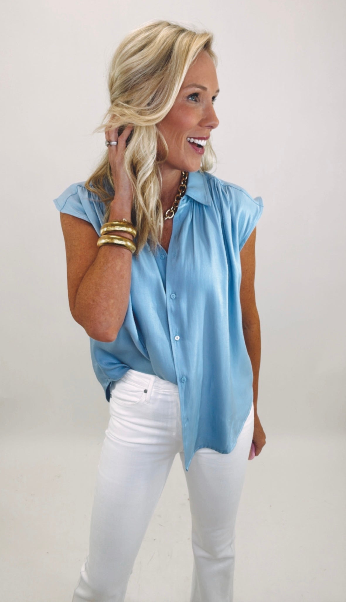 Periwinkle Pop Button-Up