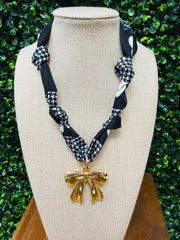 Midnight Bow Scarf Necklace