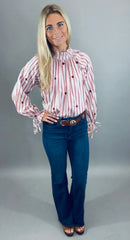 Maison Stripe Blouse (wine)