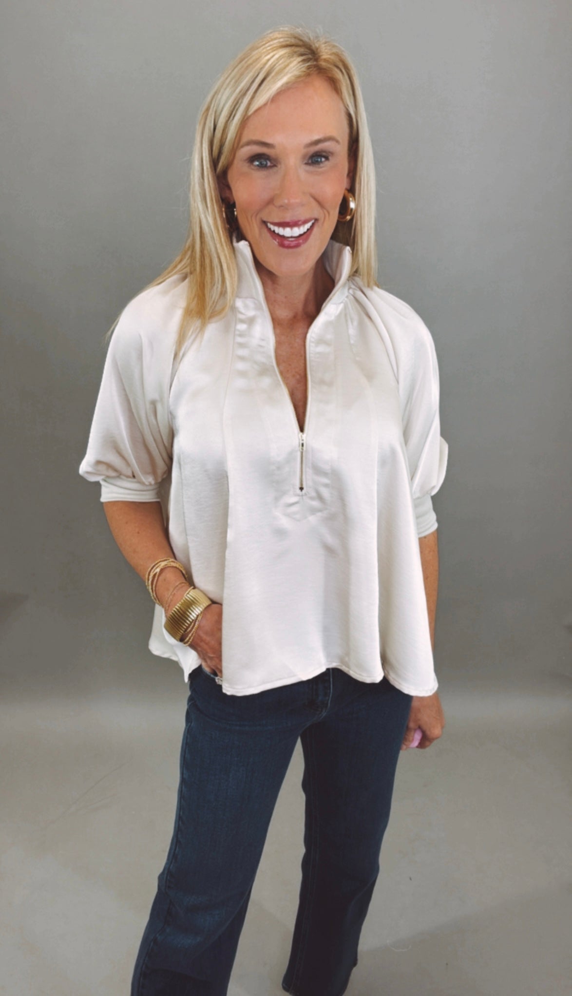 Zip Vogue Top (cream)