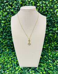 Double Crystal Clover Necklace