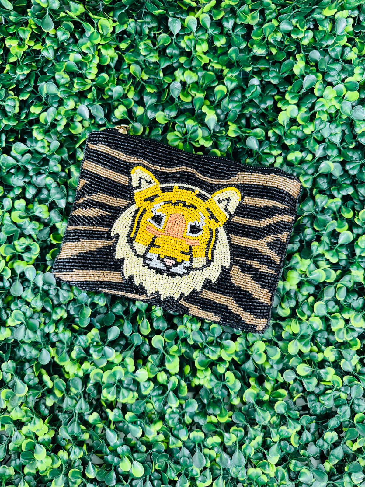 Tiger Beaded Pouch