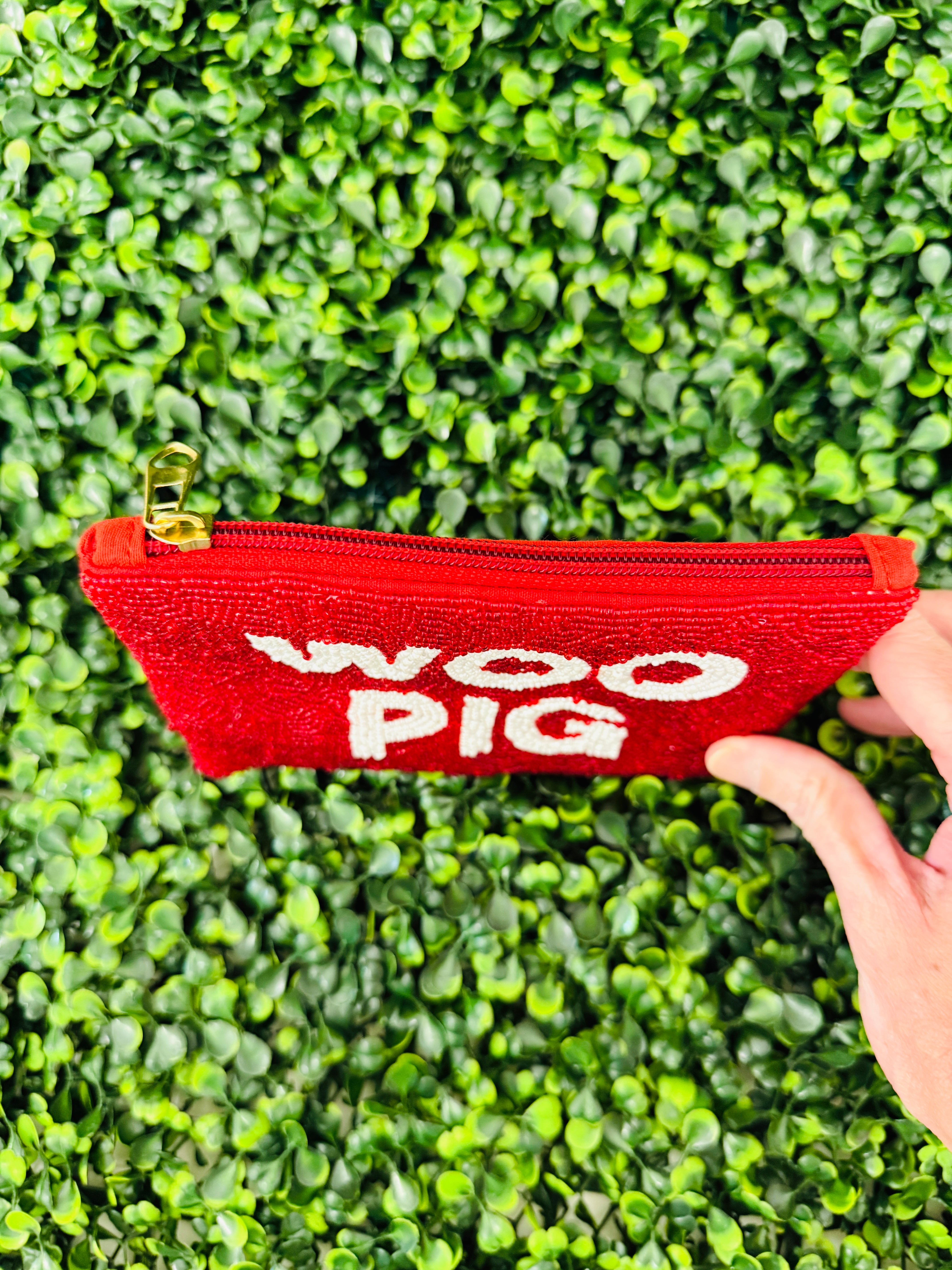 Woo Pig Beaded Pouch