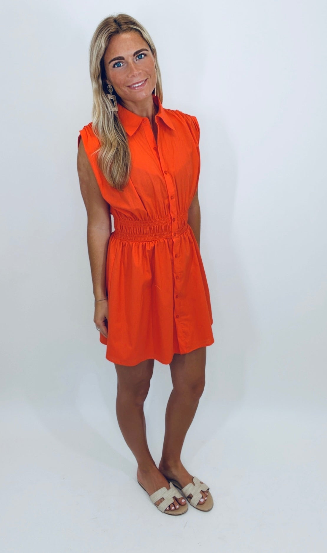 Cinched & Styled Dress (orange-red)