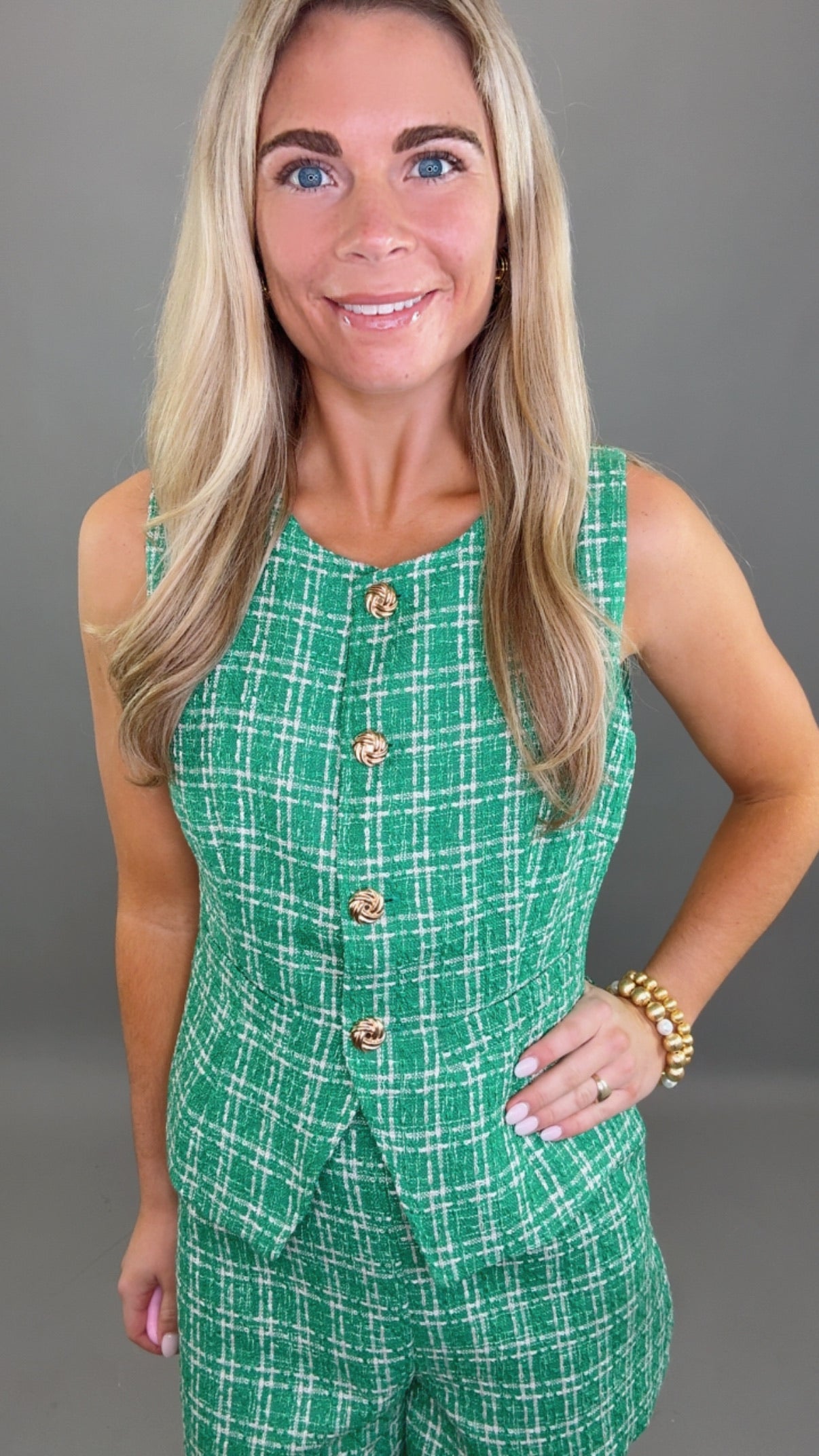 Tweed & Tinsel Vest (green)