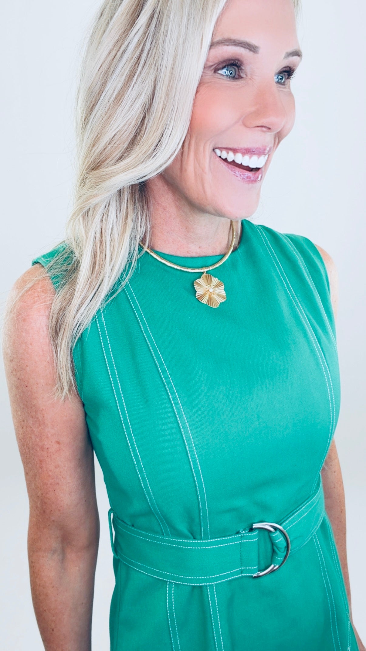 Signature Stitch Dress (green)