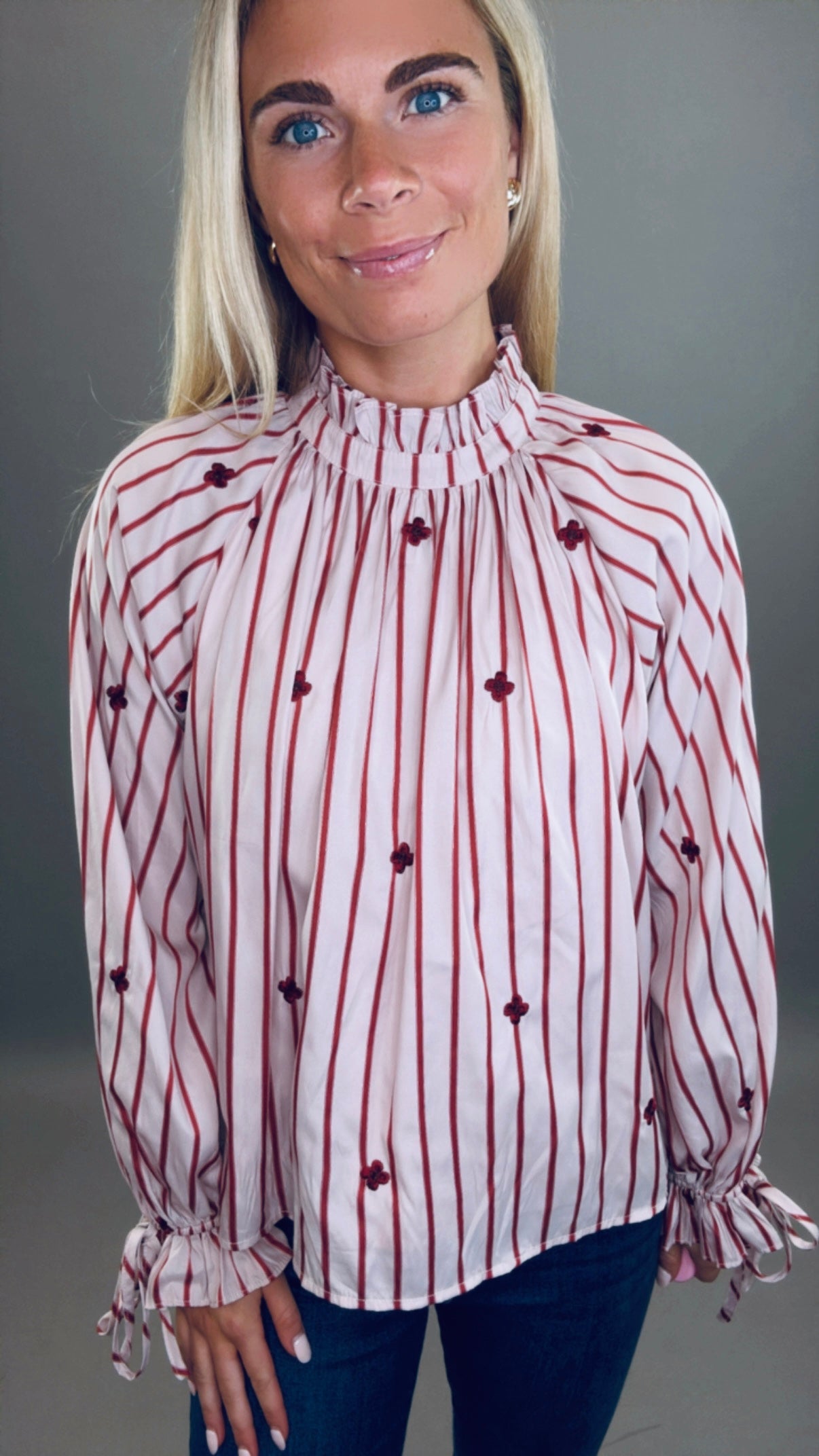 Maison Stripe Blouse (wine)