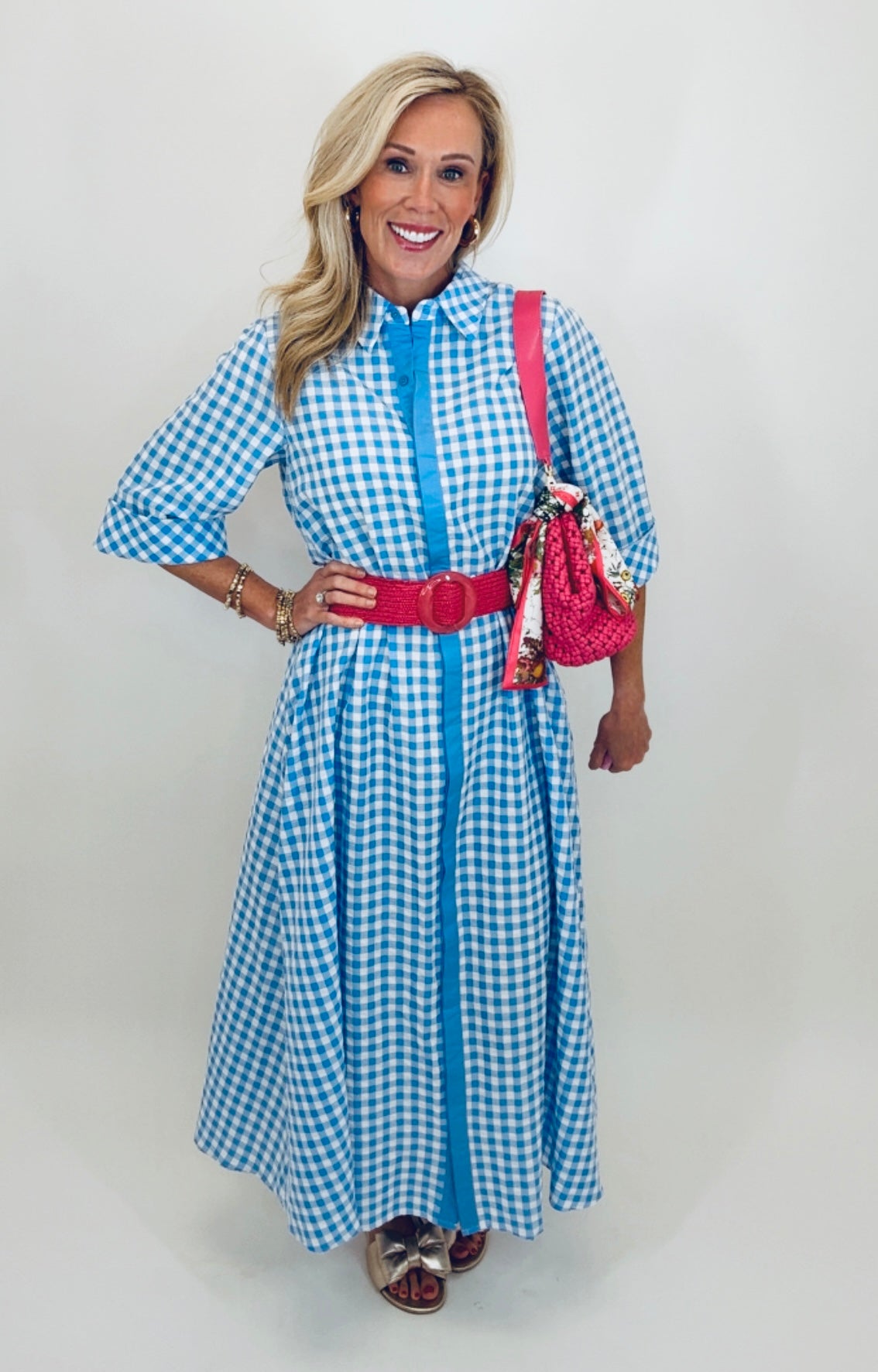 Checked & Collected Dress (lt blue)