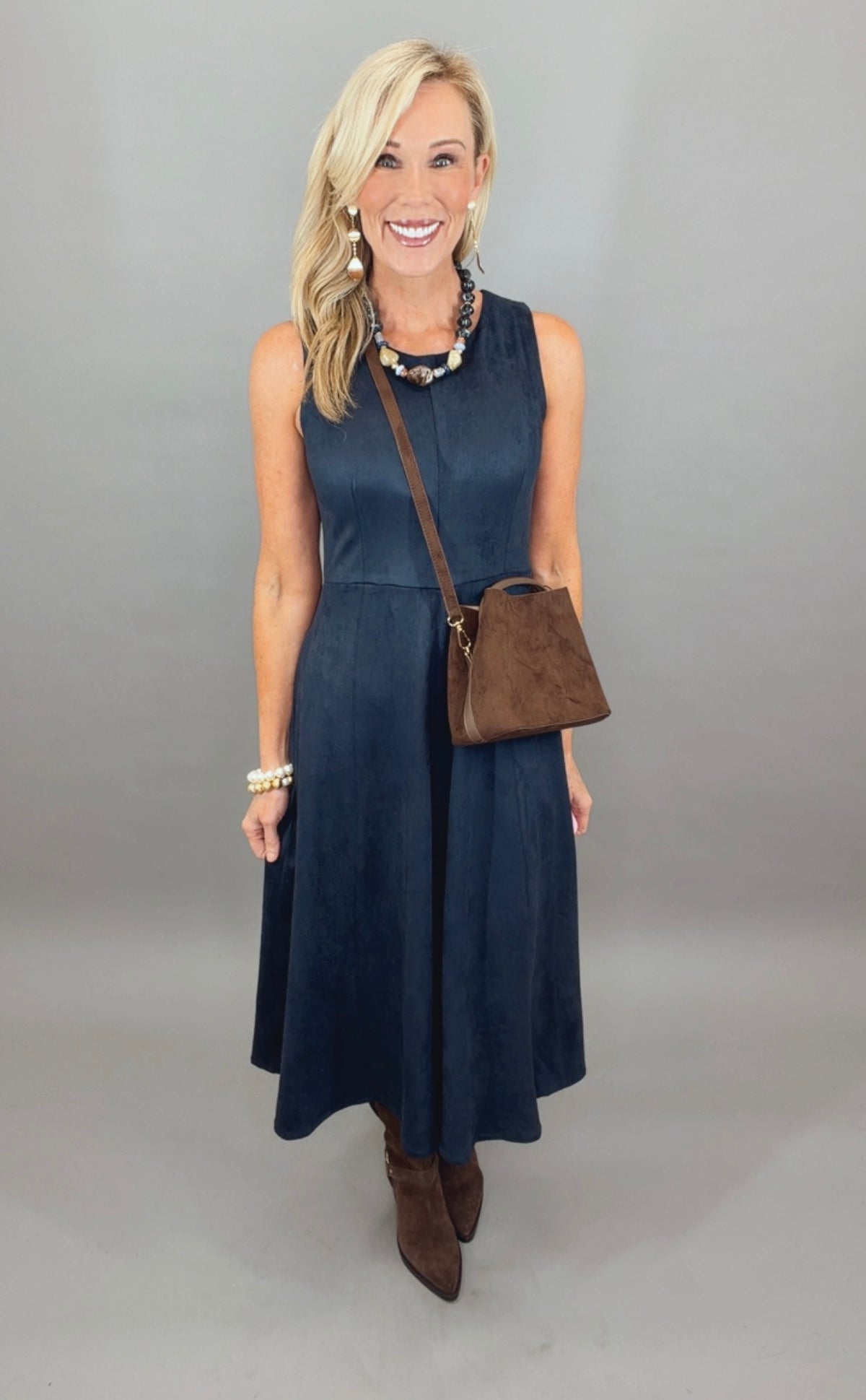 Suede to Order Dress (navy)