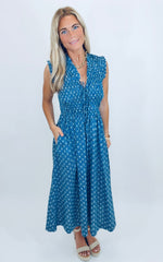 Indigo Charm Midi Dress