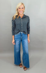 Take Note Cardigan (grey/navy)